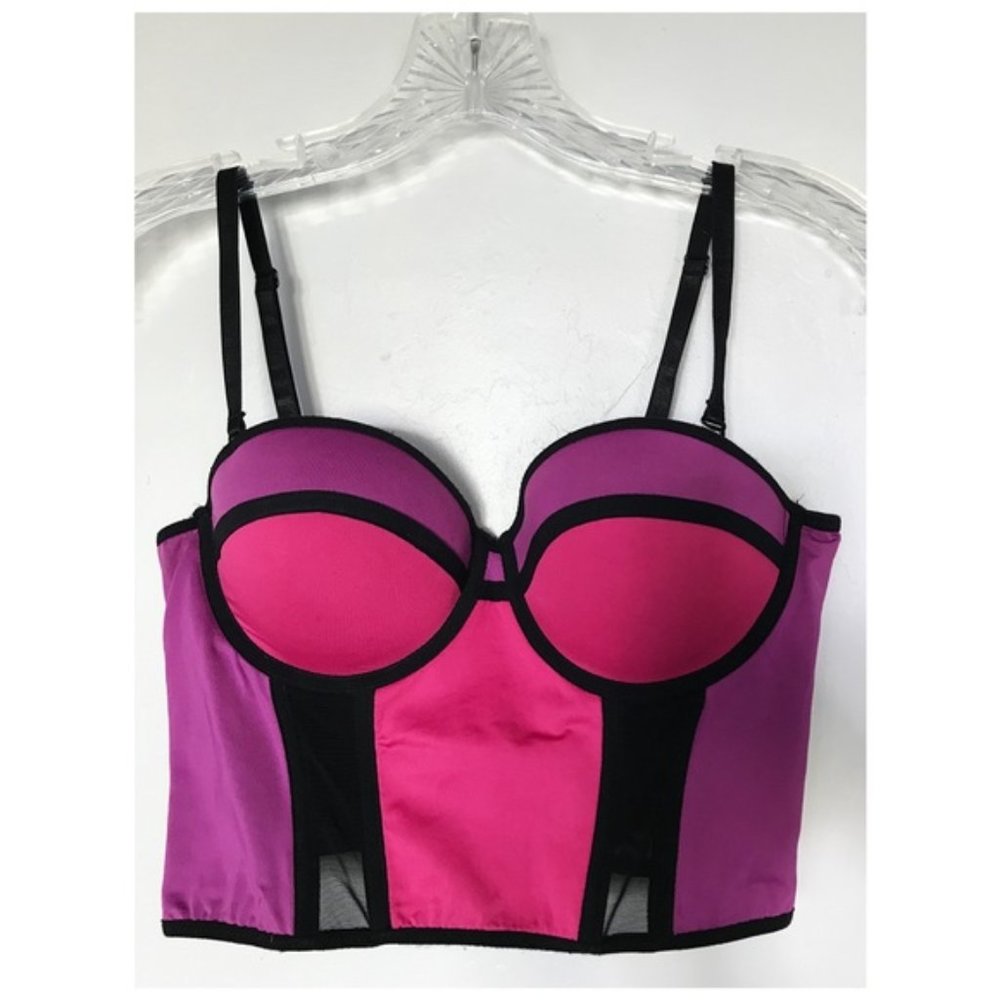 WOMENS BUSTIER BY BEBE CELINE COLORBLOCK SMALL